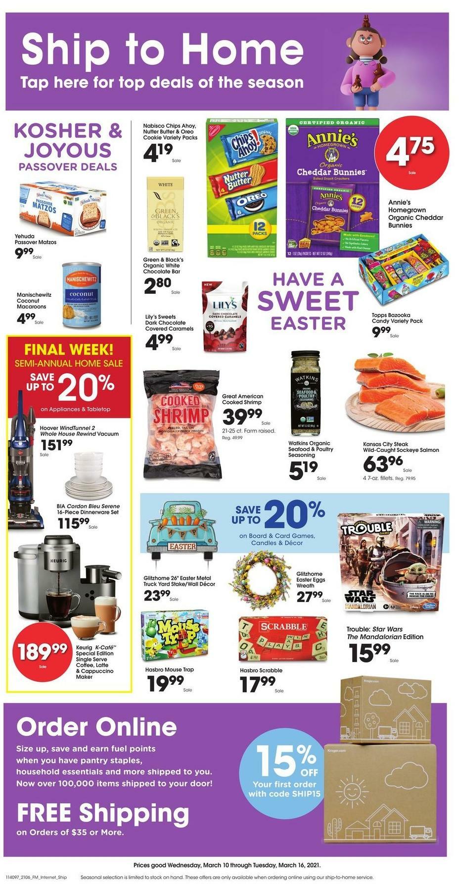 Kroger Ship to Home Weekly Ad from March 10
