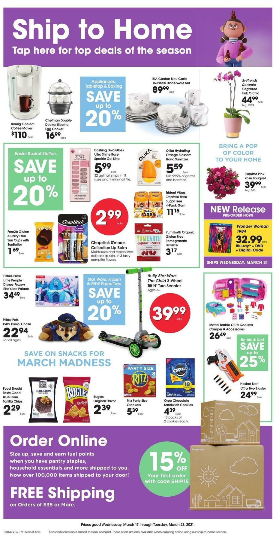 Kroger Ship to Home Weekly Ad from March 17