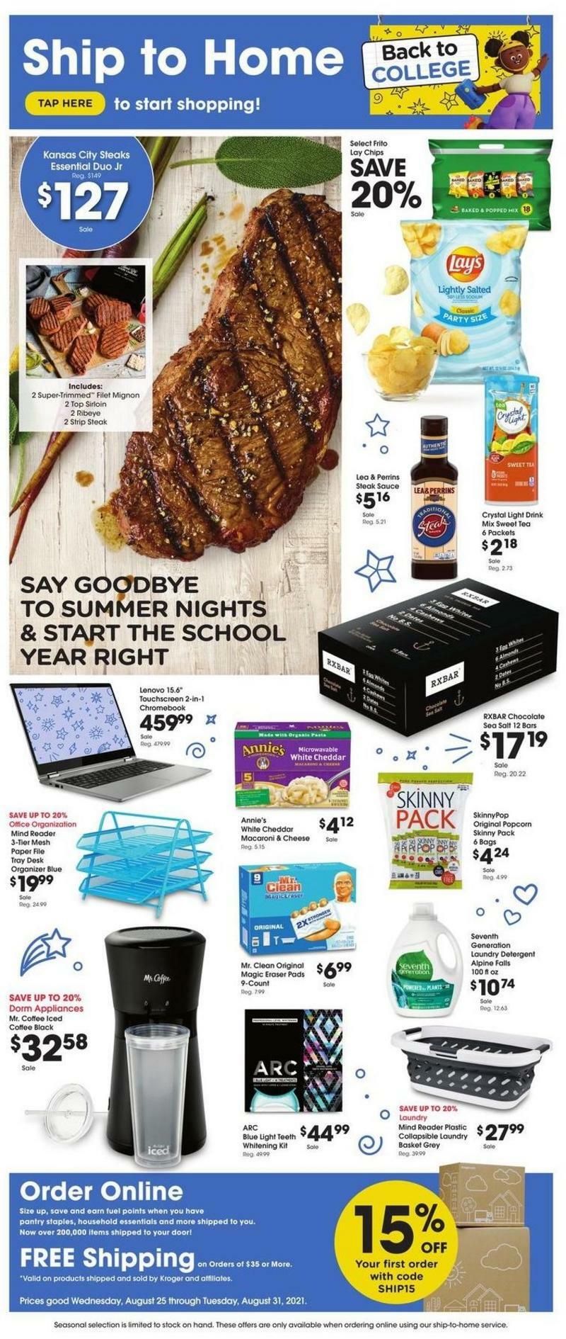 Kroger Ship to Home Weekly Ad from August 25