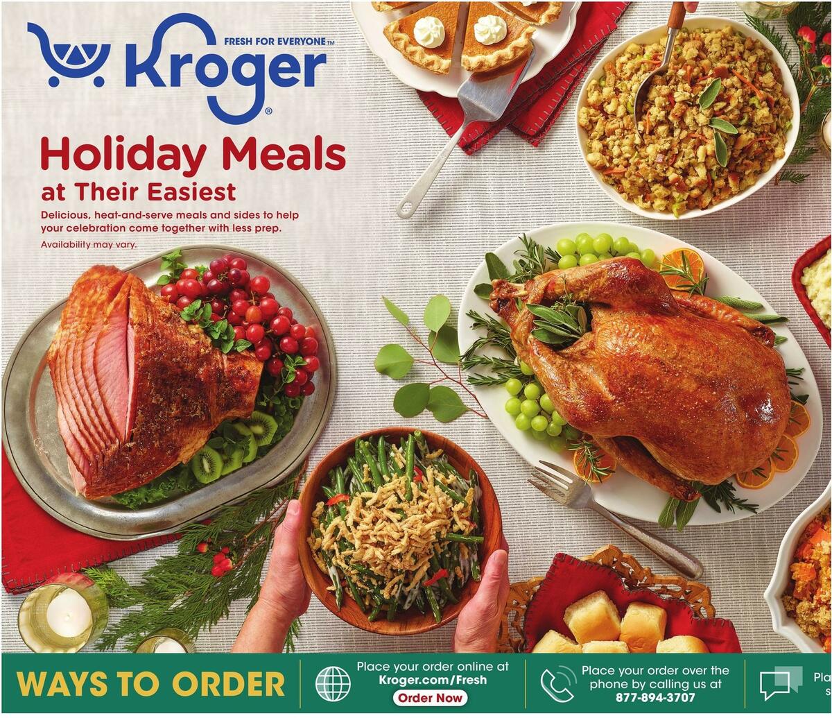 Kroger Holiday Meals Weekly Ad from November 3