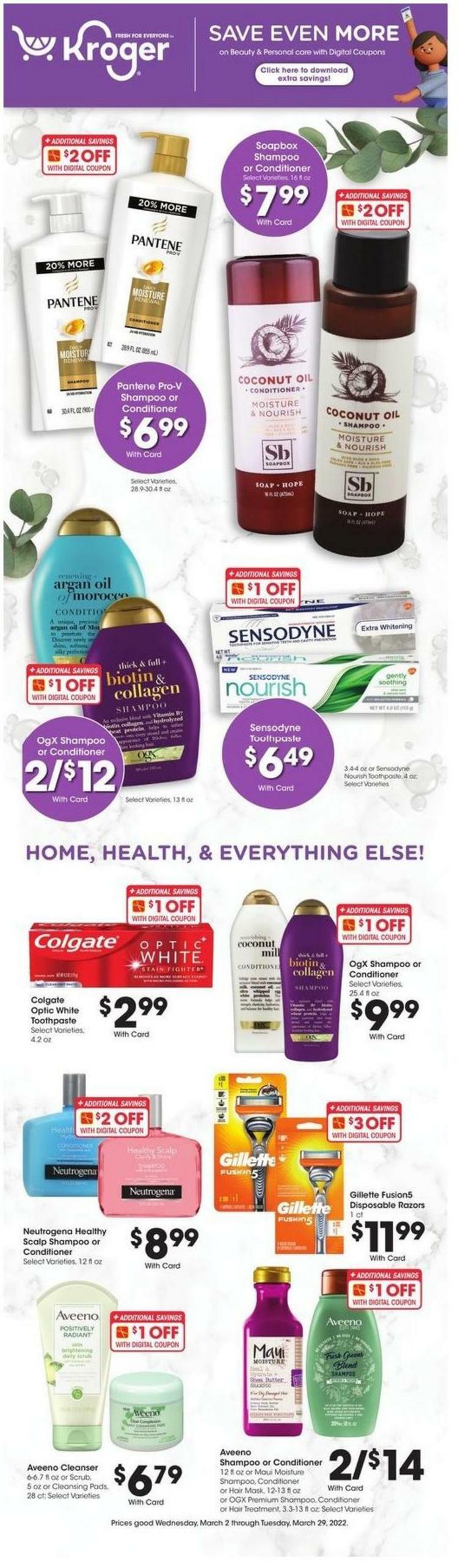 Kroger Beauty & Personal Care Savings Weekly Ad from March 2