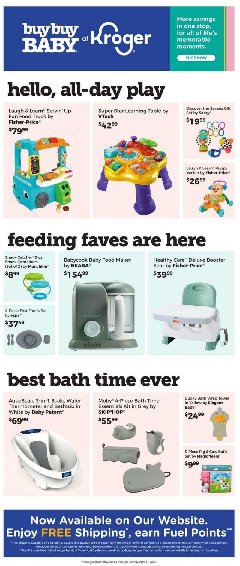 Kroger Bed, Bath & Beyond Weekly Ad from April 4