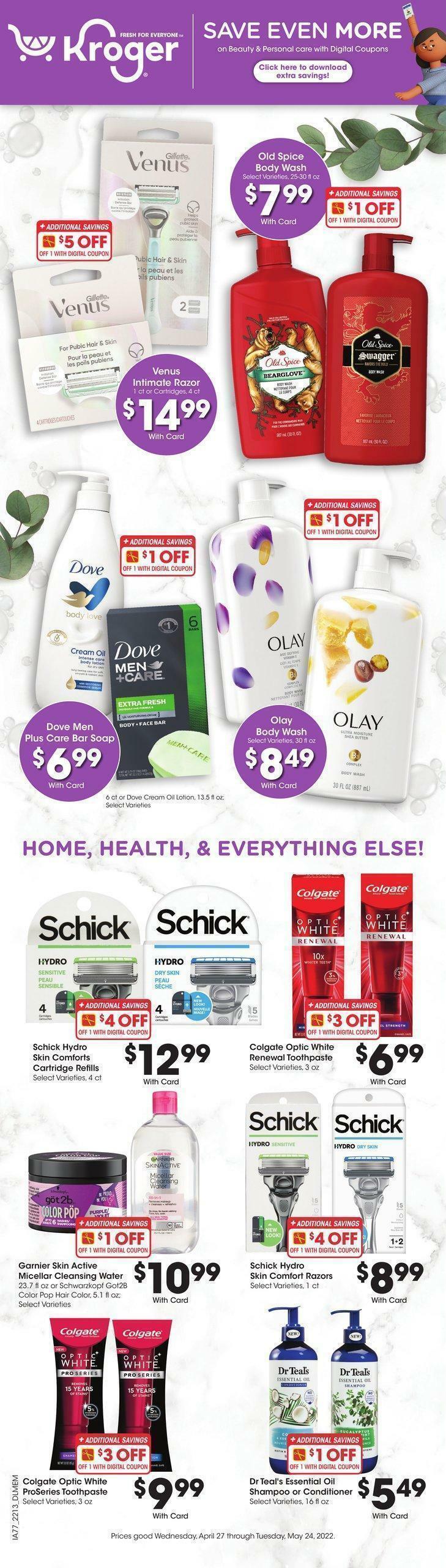 Kroger Beauty & Personal Care Savings Weekly Ad from April 27