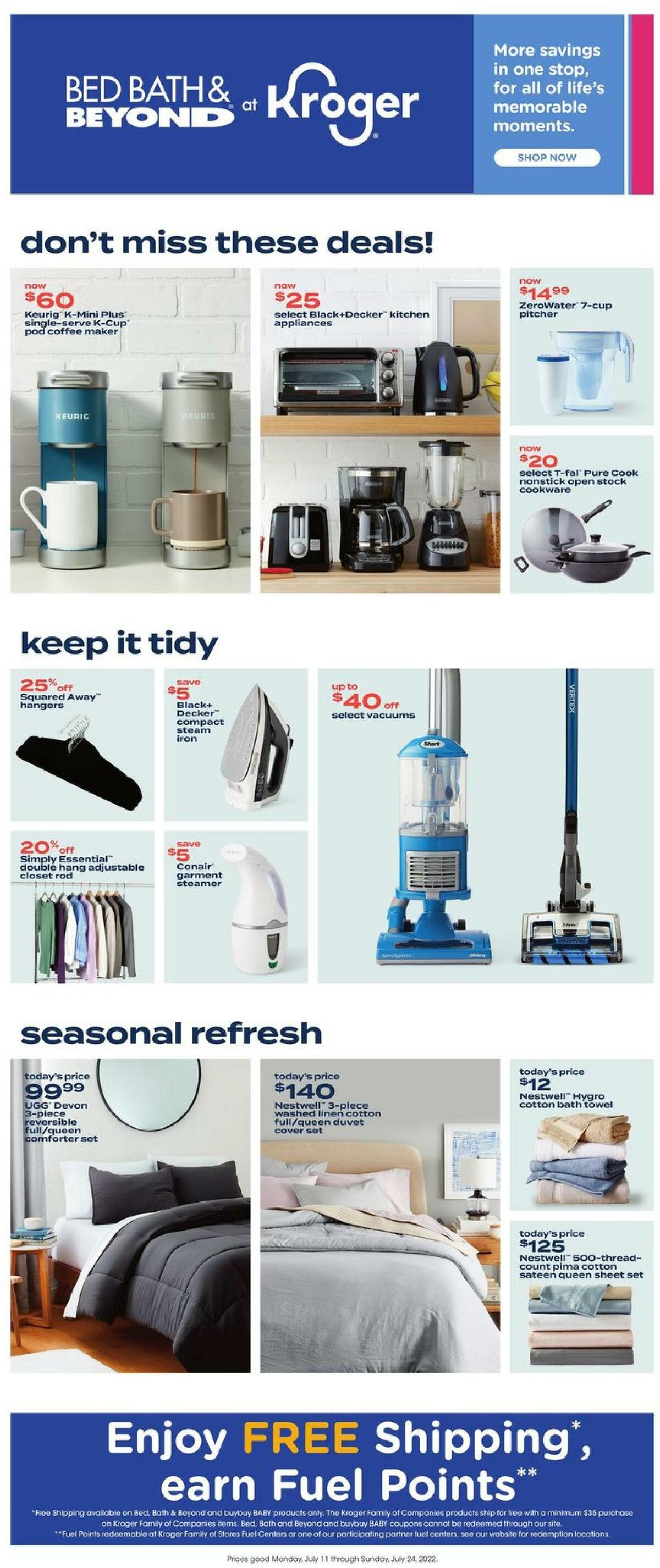Kroger Bed, Bath & Beyond Weekly Ad from July 11