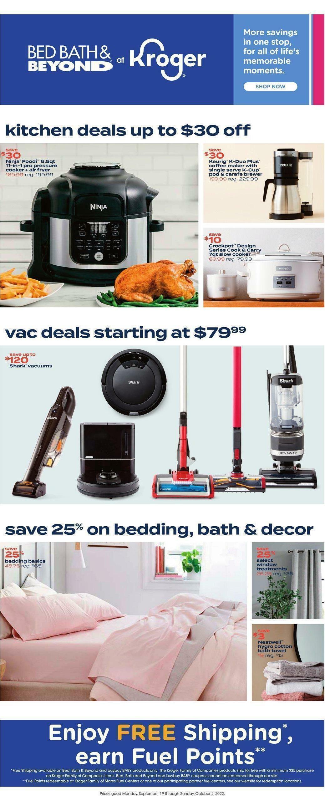 Kroger Bed, Bath & Beyond Weekly Ad from September 19