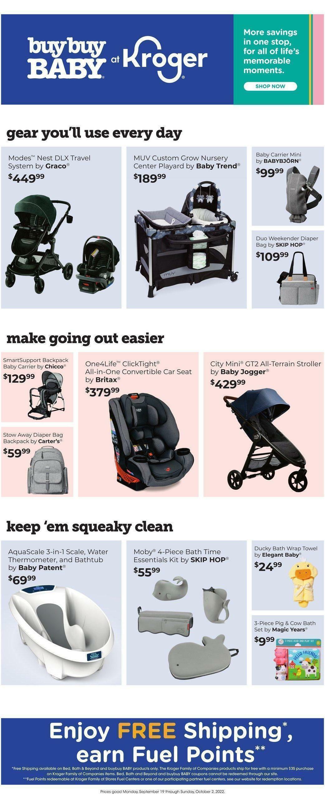 Kroger Bed, Bath & Beyond Weekly Ad from September 19