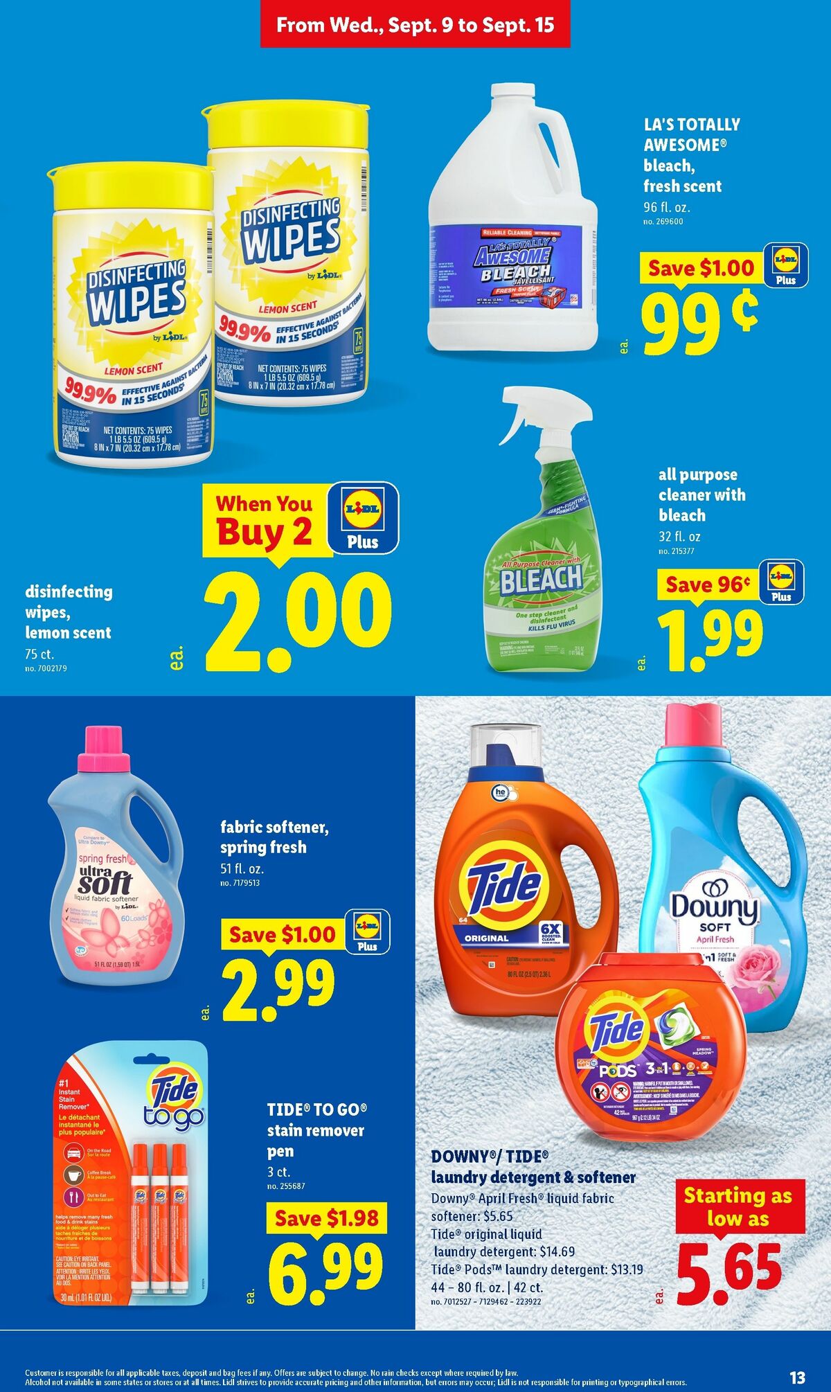 LIDL Weekly Ad from September 9