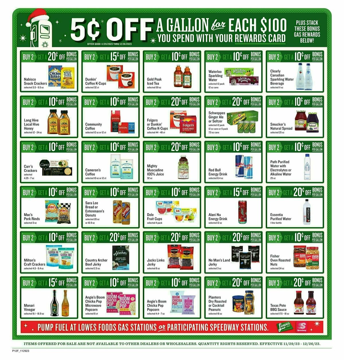 Lowes Foods Holiday Fuel Weekly Ad from November 29