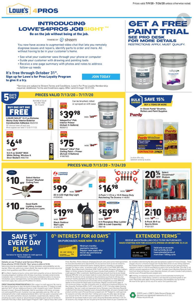 Lowe's Pro Ad Weekly Ad from July 9