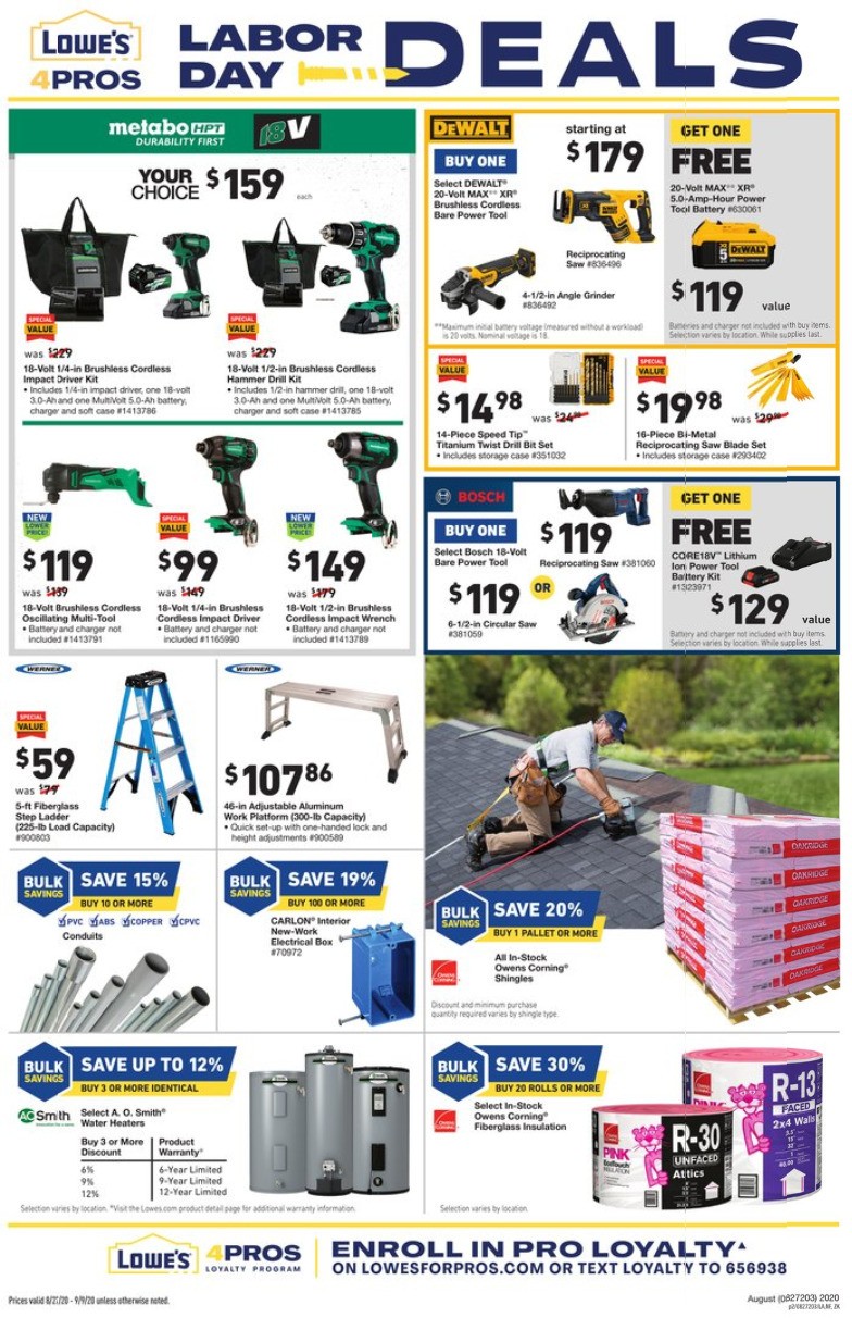 Lowe's Pro Ad Weekly Ad from August 27