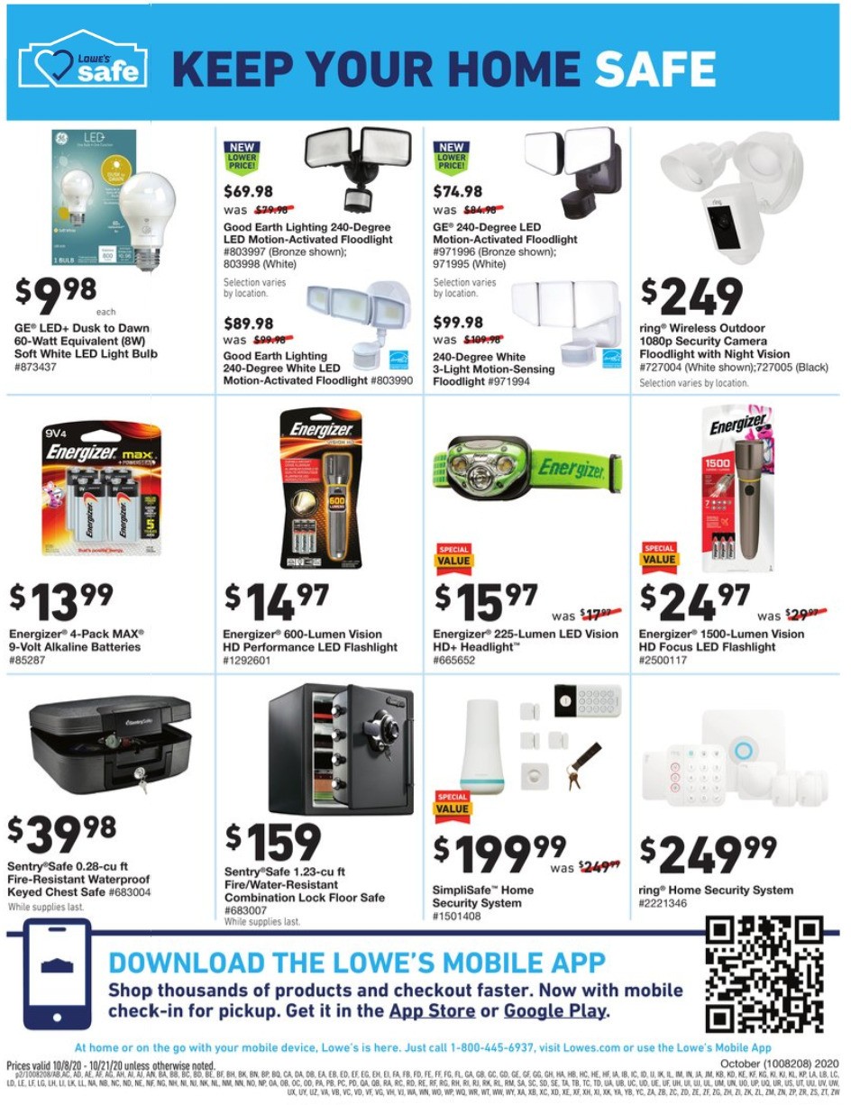 Lowe's Fire Safety Ad Weekly Ad from October 8