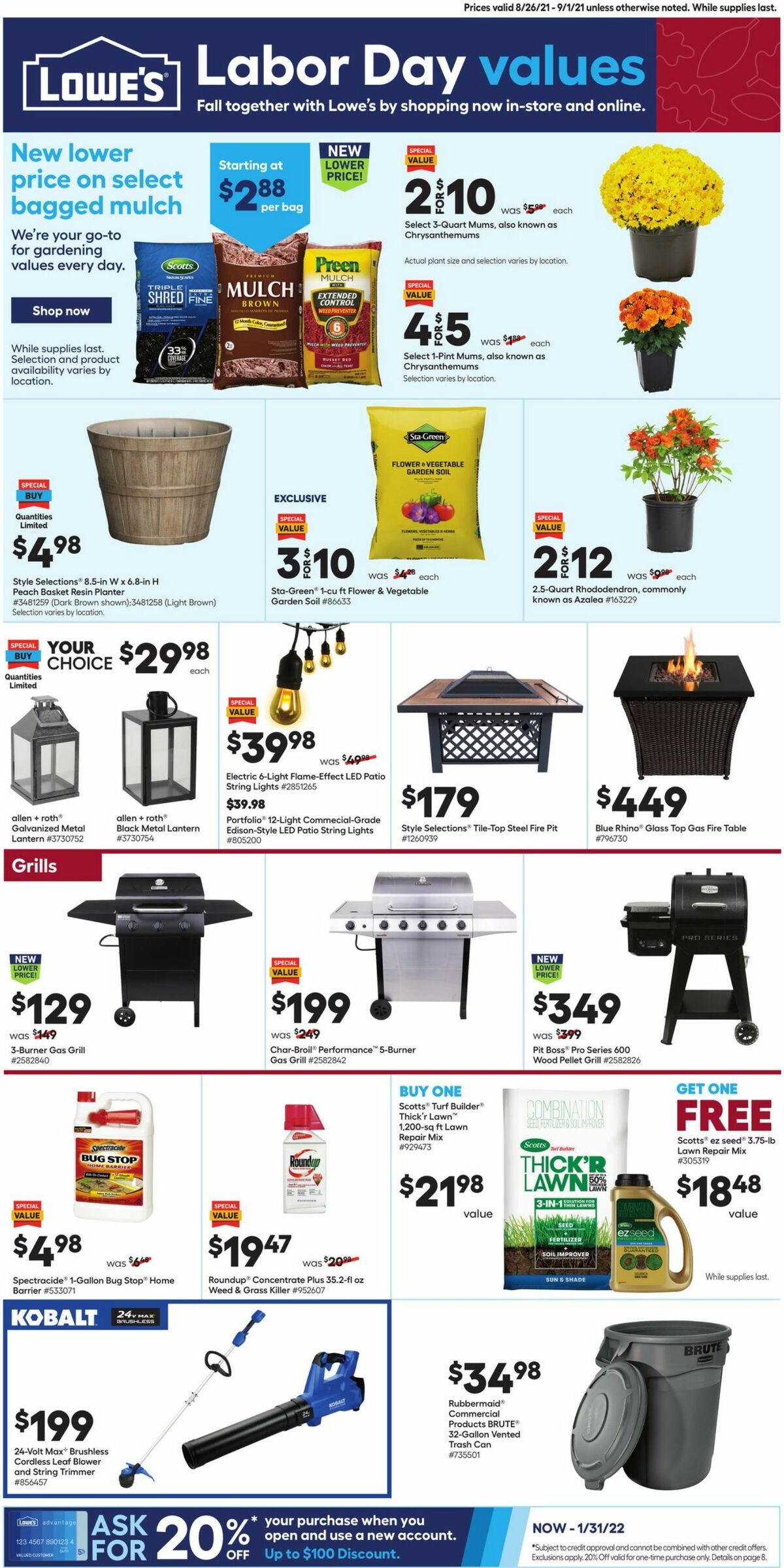 Lowe's Weekly Ad from August 26