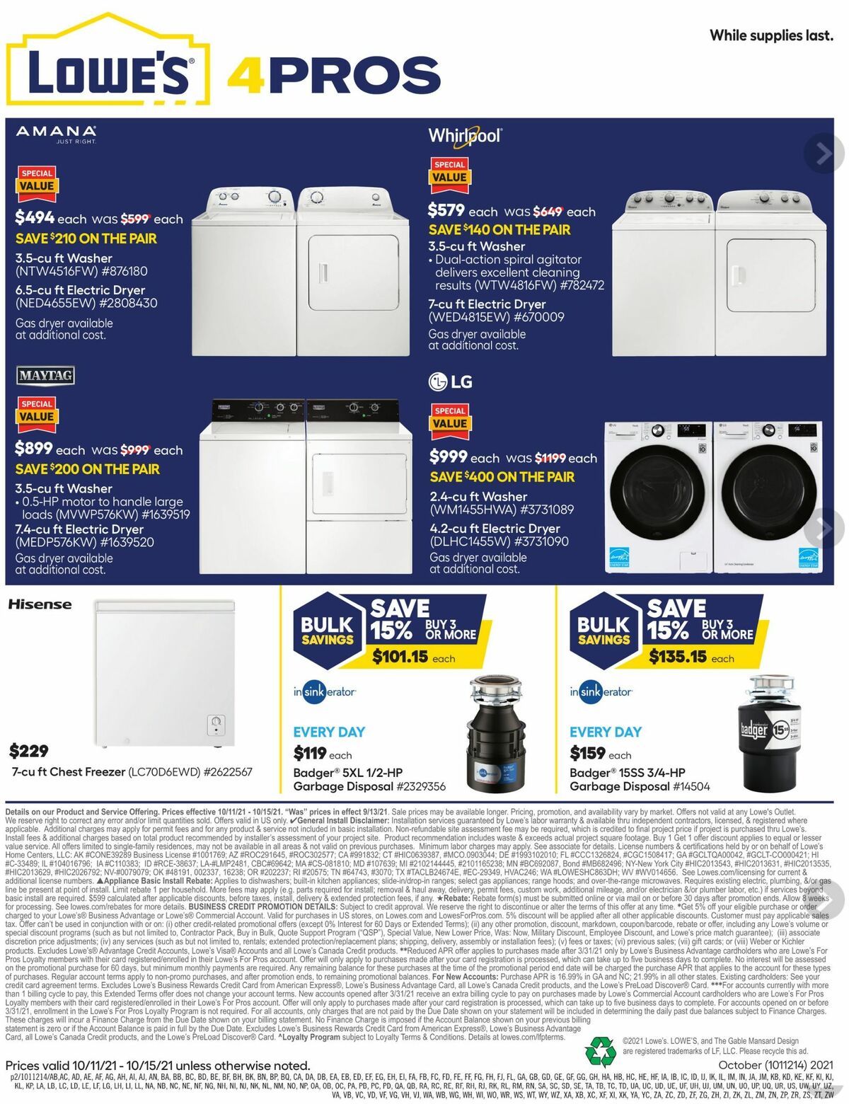 Lowe's Pro Ad Weekly Ad from October 11