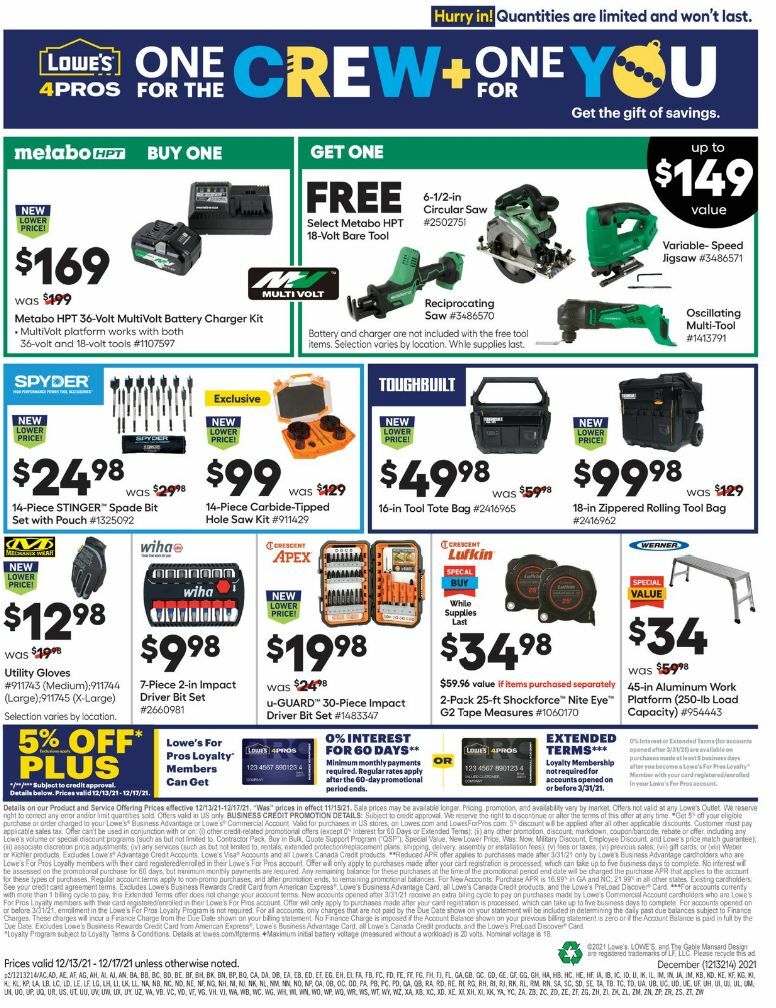 Lowe's Pro Ad Weekly Ad from December 13