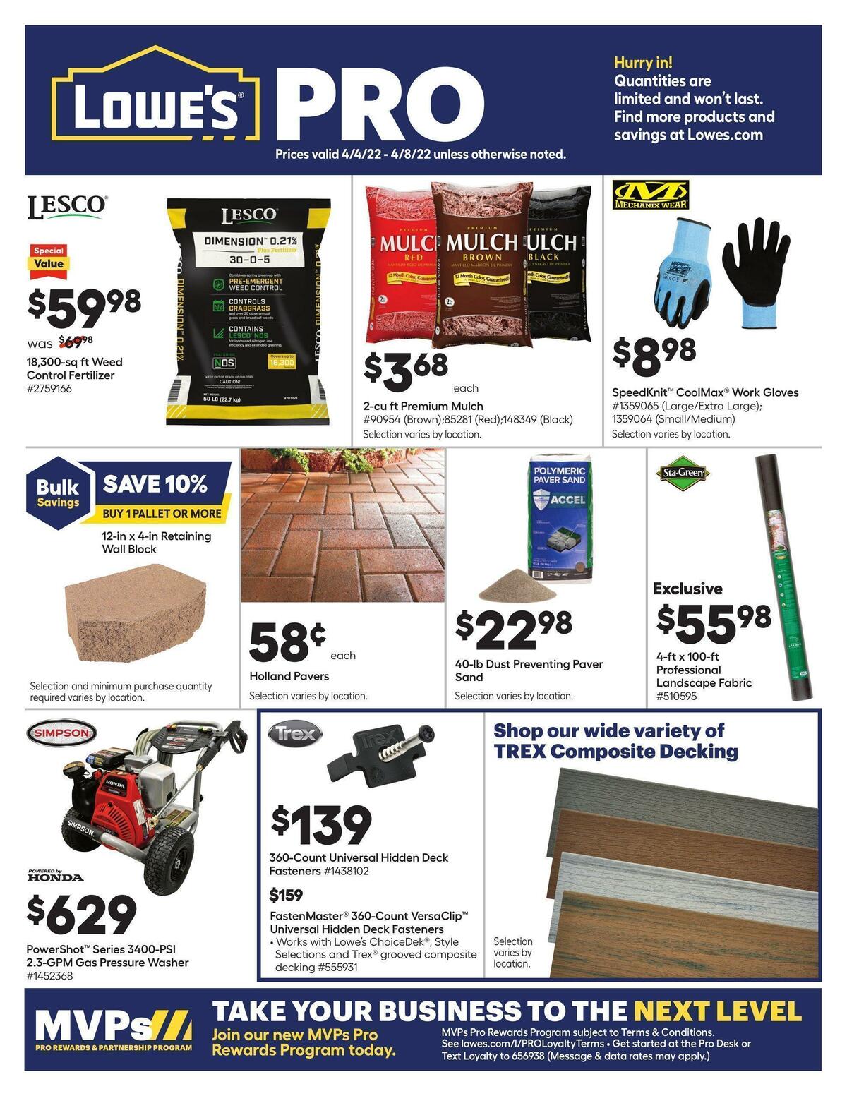 Lowe's Pro Ad Weekly Ad from April 4