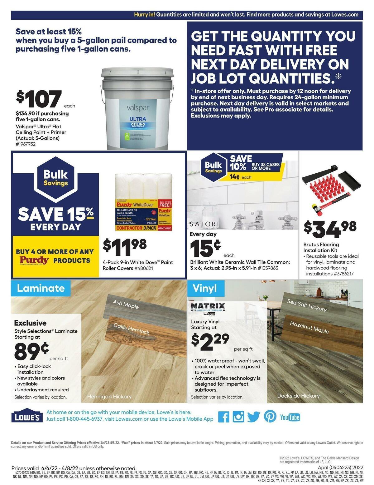 Lowe's Pro Ad Weekly Ad from April 4