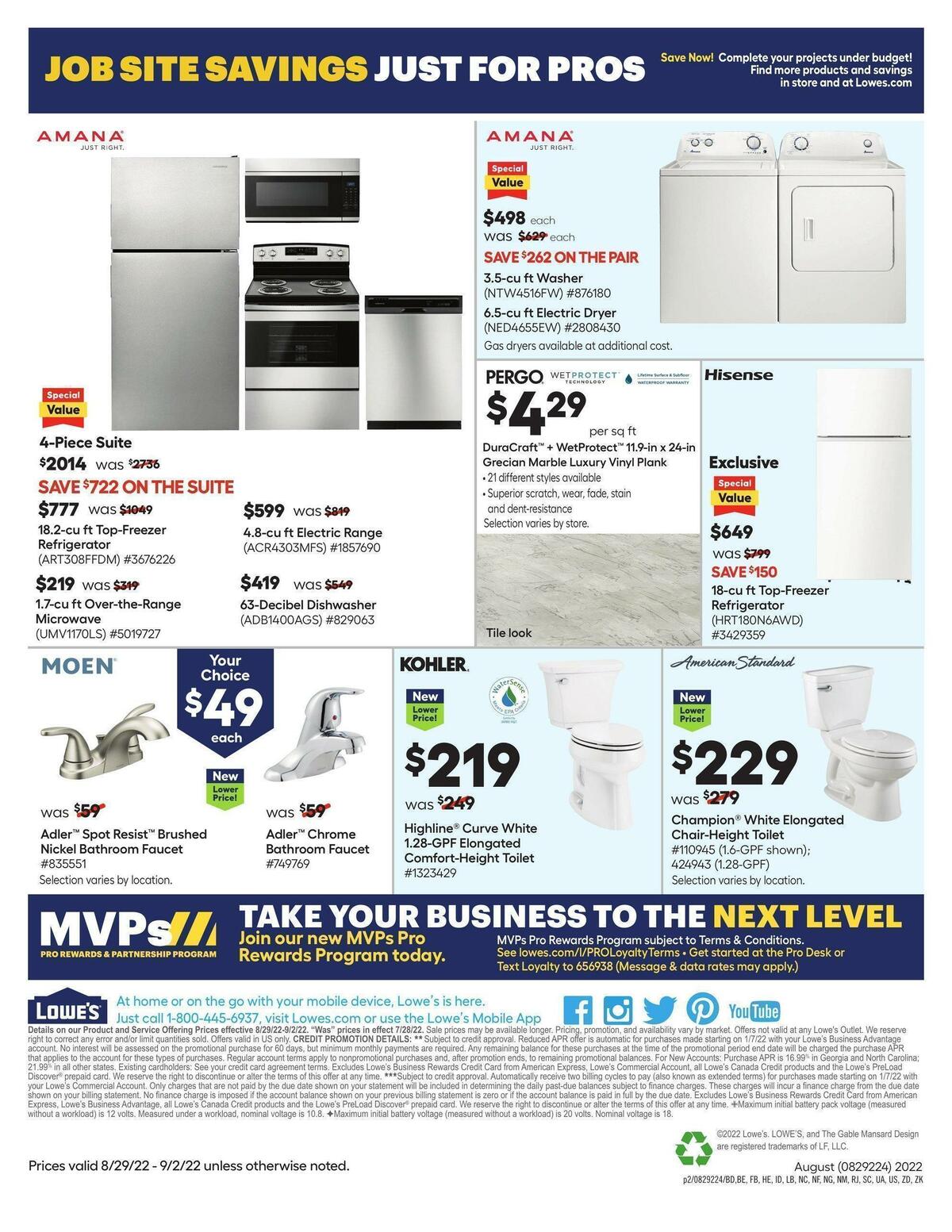 Lowe's Pro Ad Weekly Ad from August 29