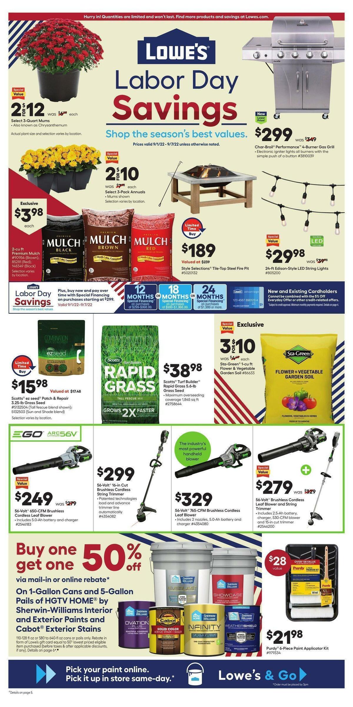 Lowe's Weekly Ad from September 1