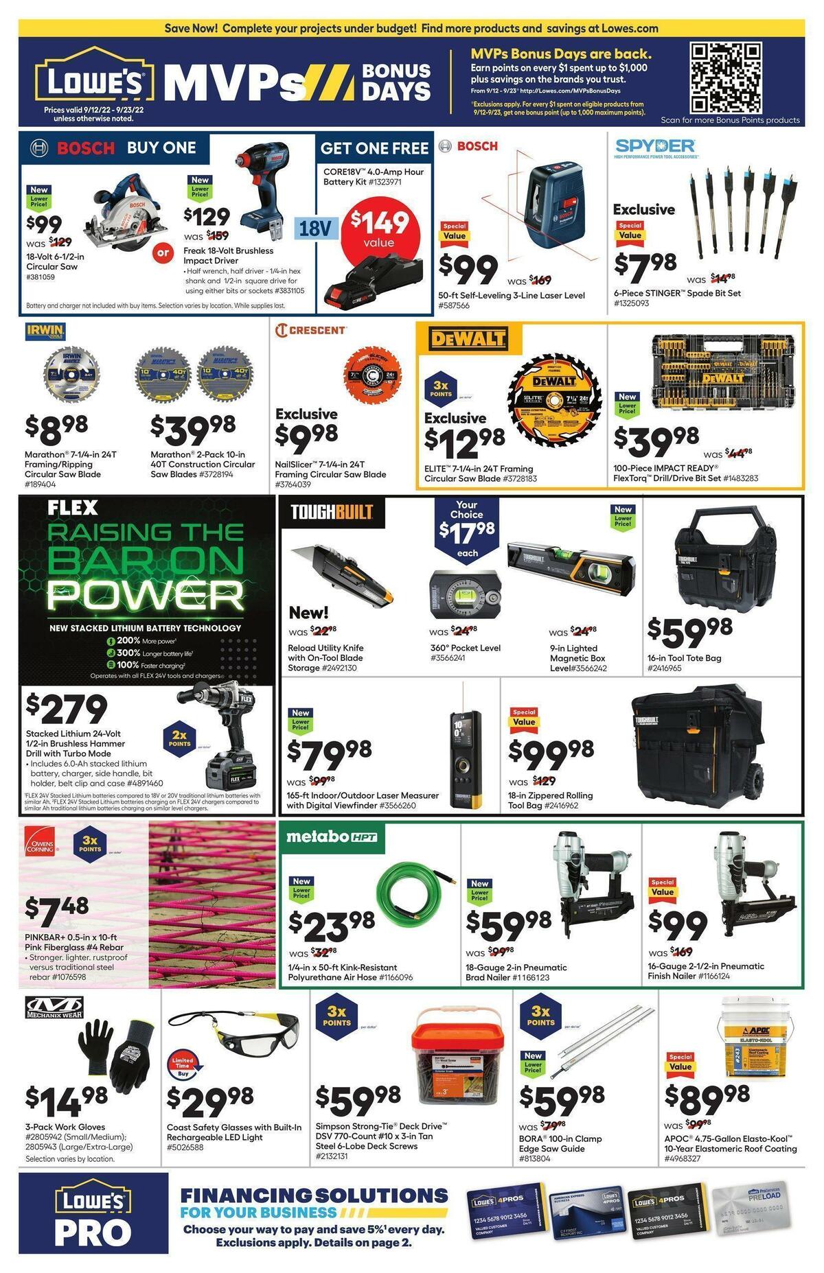 Lowe's Pro Ad Weekly Ad from September 12