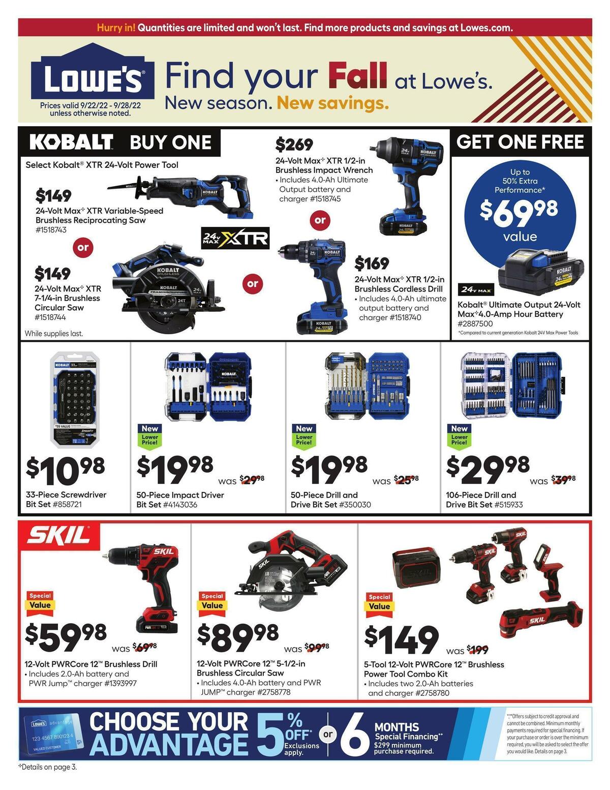 Lowe's Weekly Ad from September 22