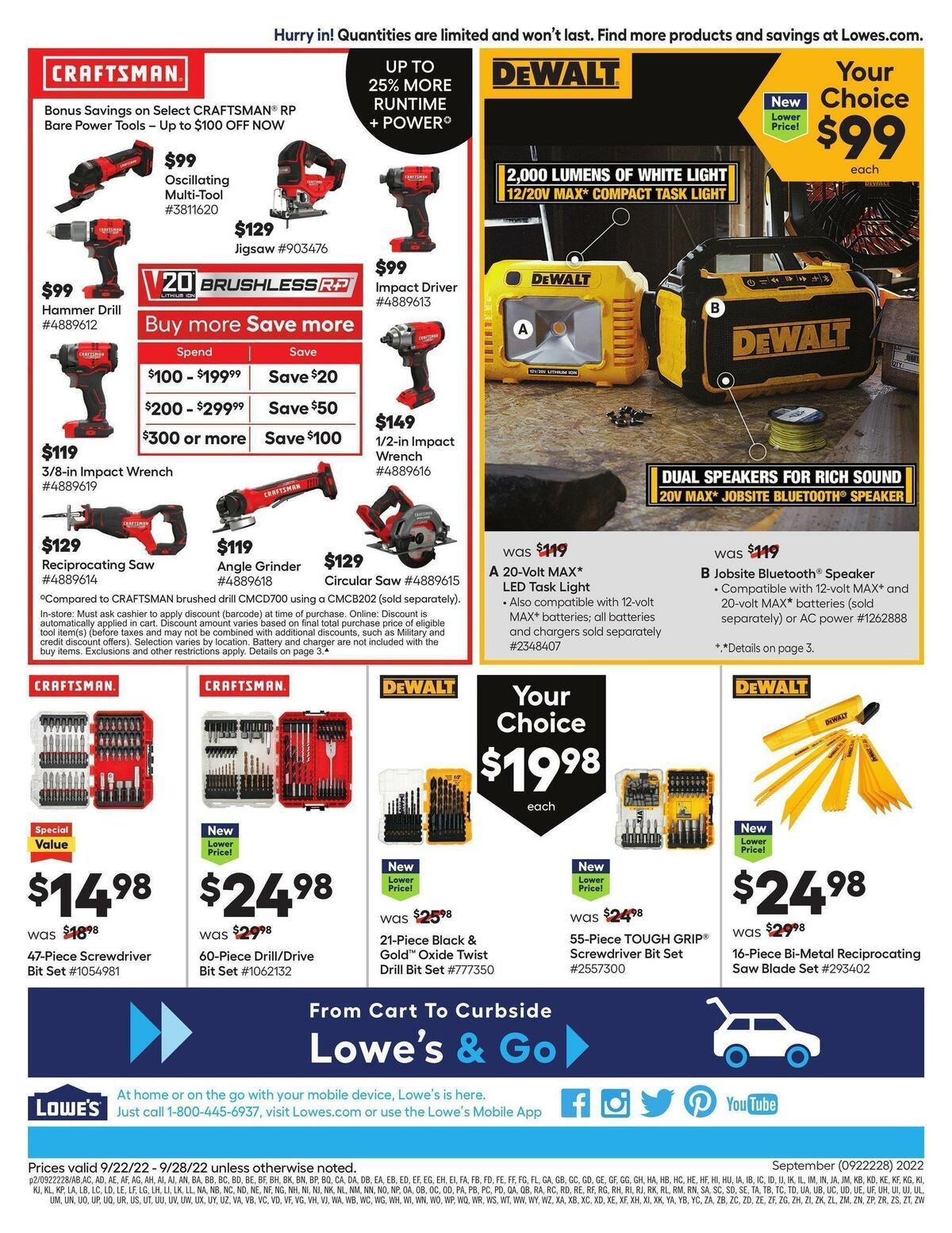 Lowe's Weekly Ad from September 22