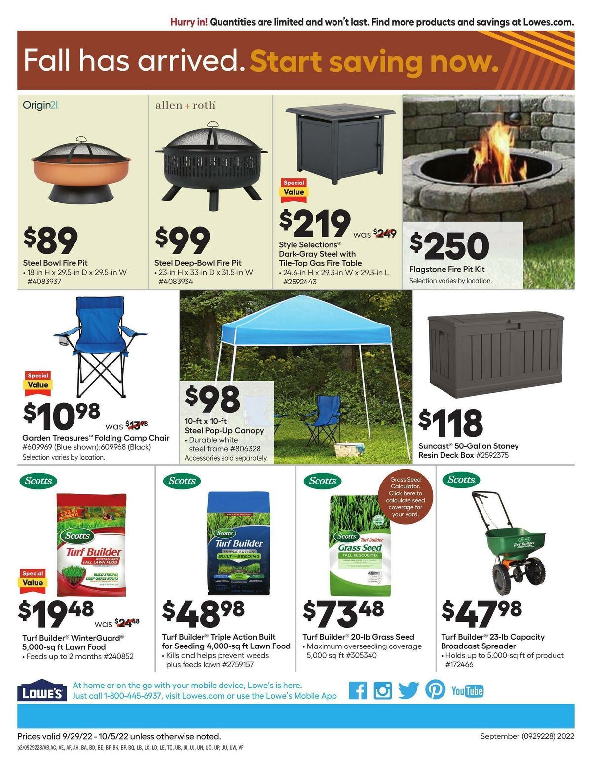 Lowe's Weekly Ad from September 29