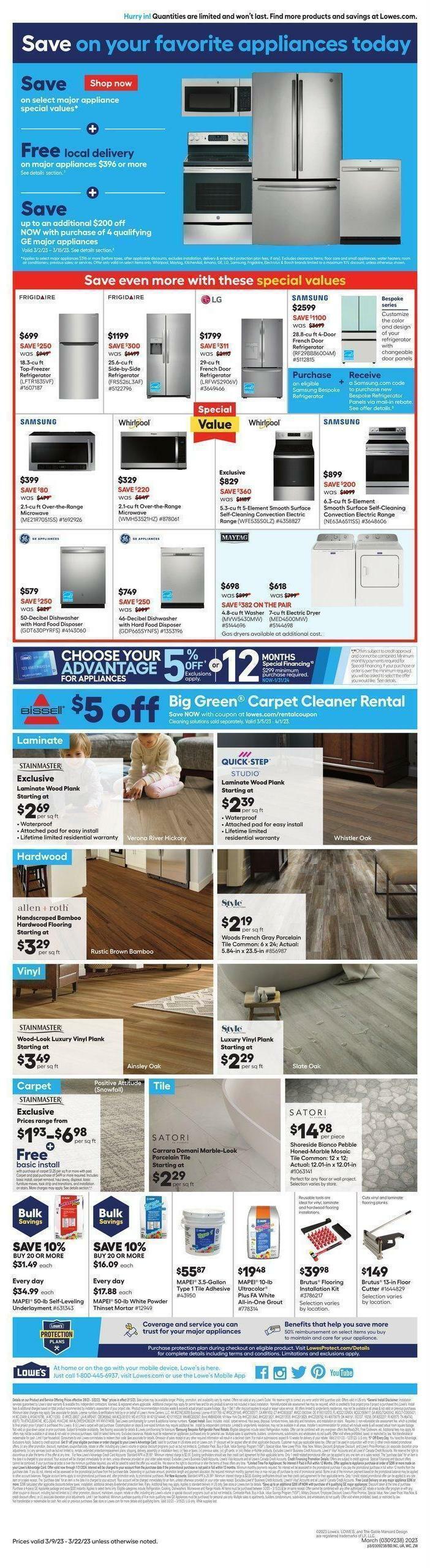 Lowe's Weekly Ad from March 9