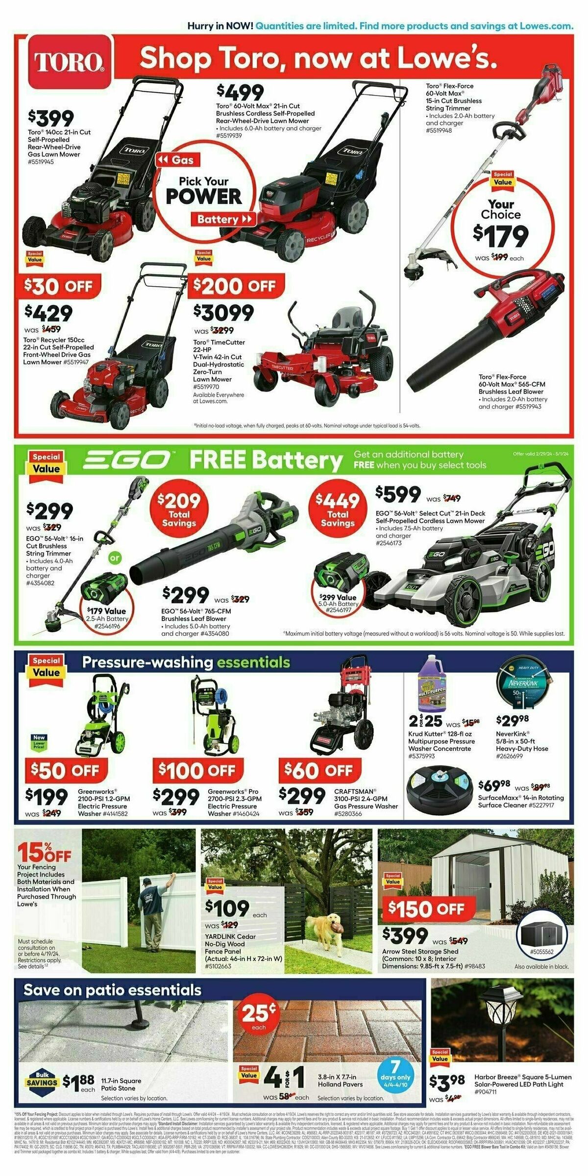 Lowe's Weekly Ad from April 4