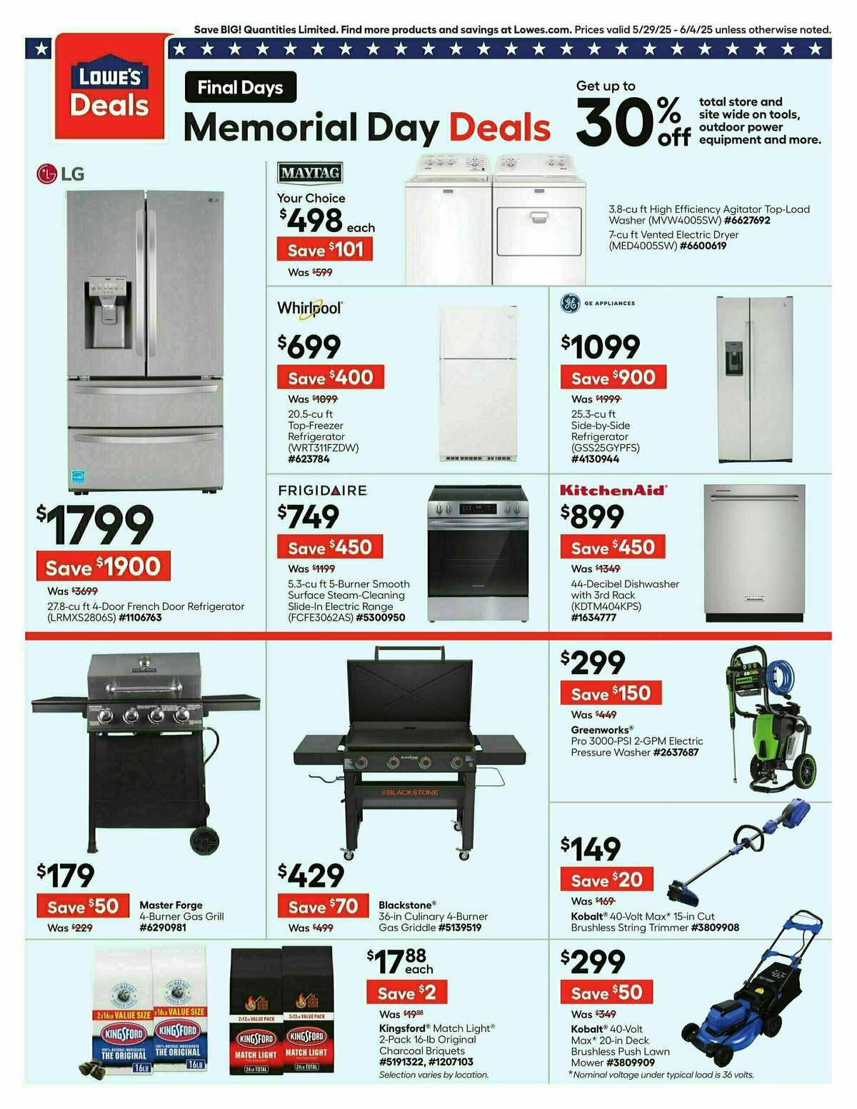 Lowe's Memorial Day Deals Weekly Ad from May 29