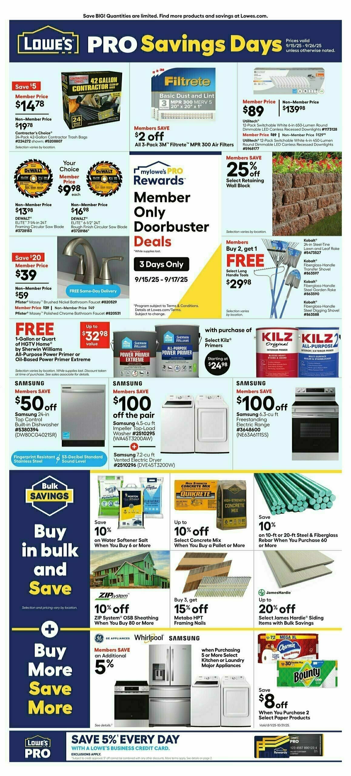 Lowe's PRO Savings Days Weekly Ad from September 15