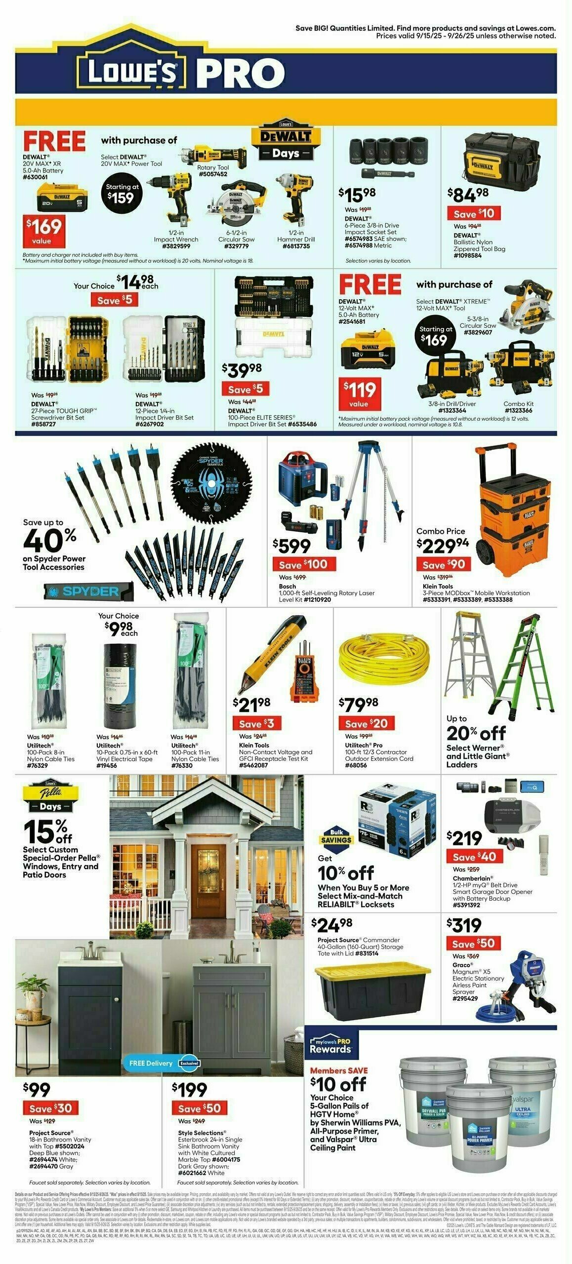 Lowe's PRO Savings Days Weekly Ad from September 15
