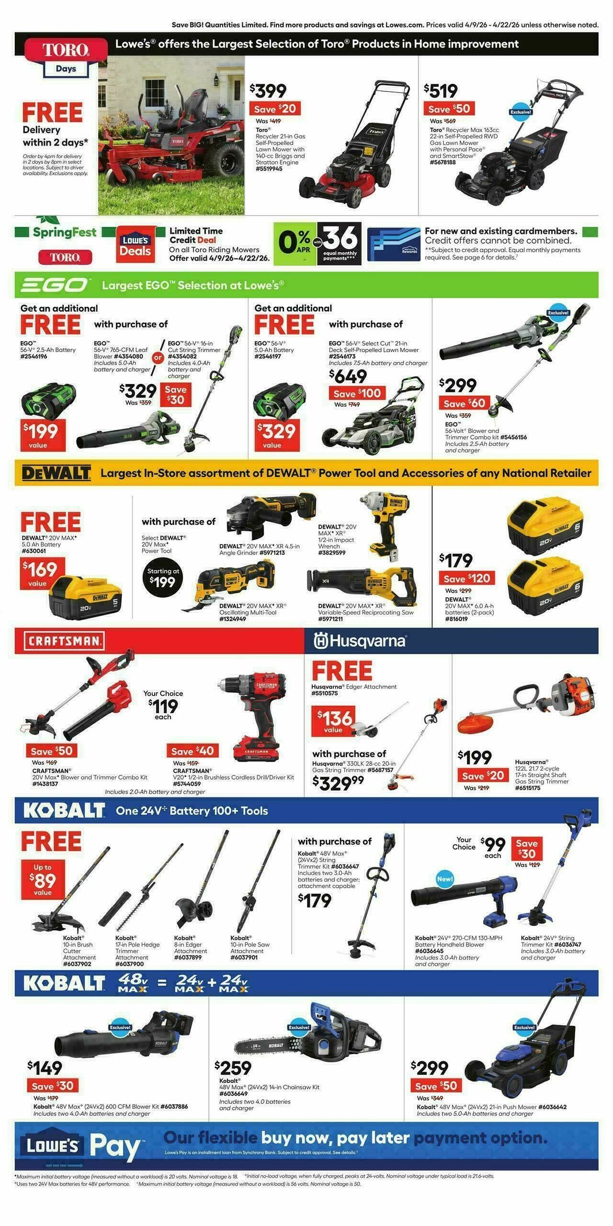 Lowe's Weekly Ad from April 9