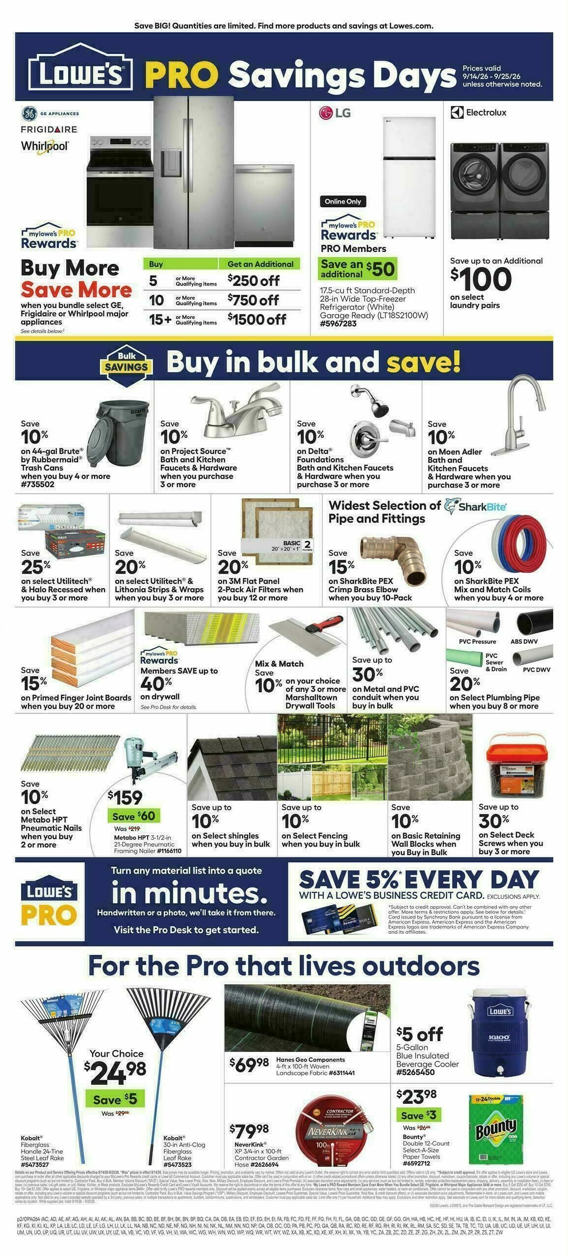 Lowe's Pro Ad Weekly Ad from September 14
