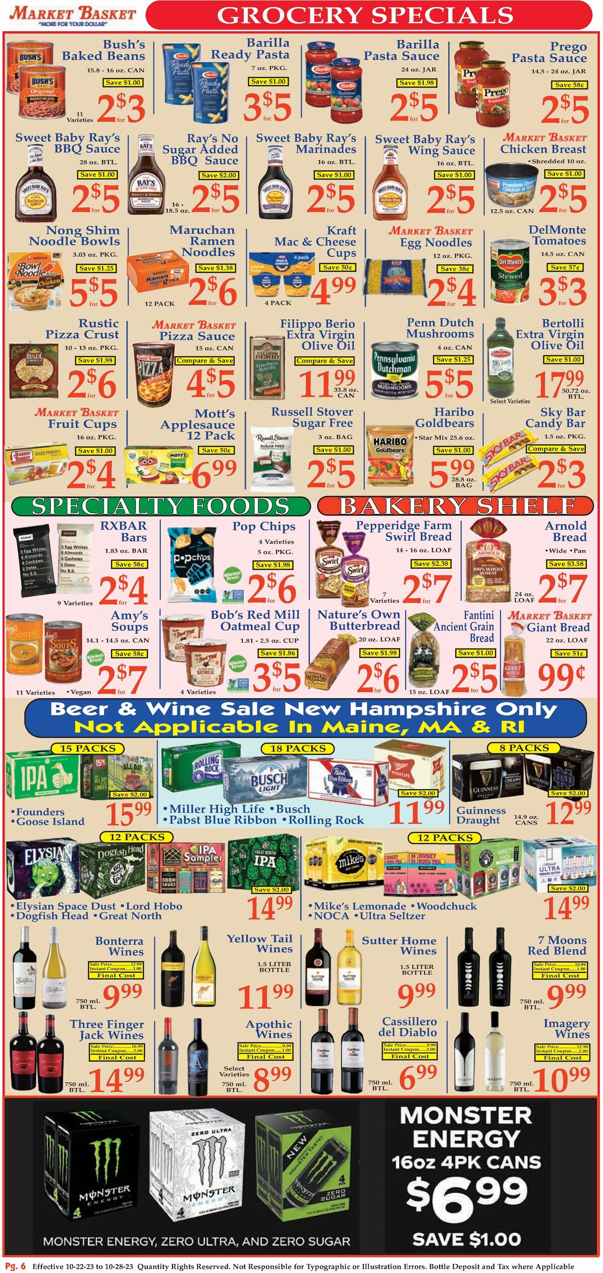Market Basket Weekly Ad from October 22