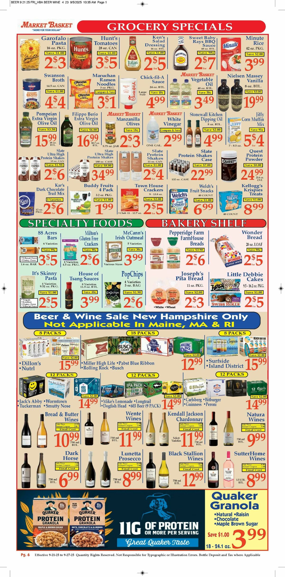 Market Basket Weekly Ad from September 21