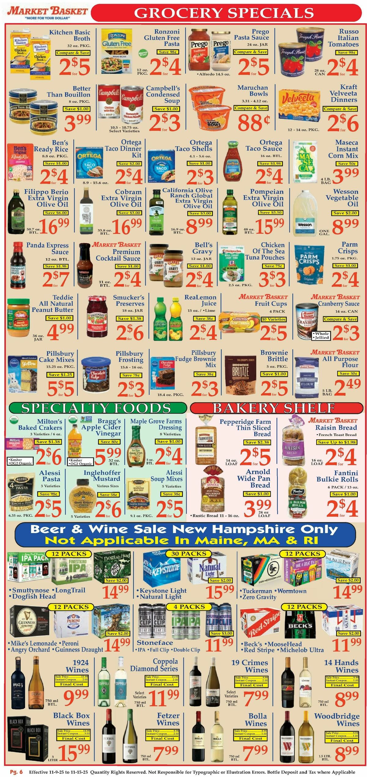 Market Basket Weekly Ad from November 9