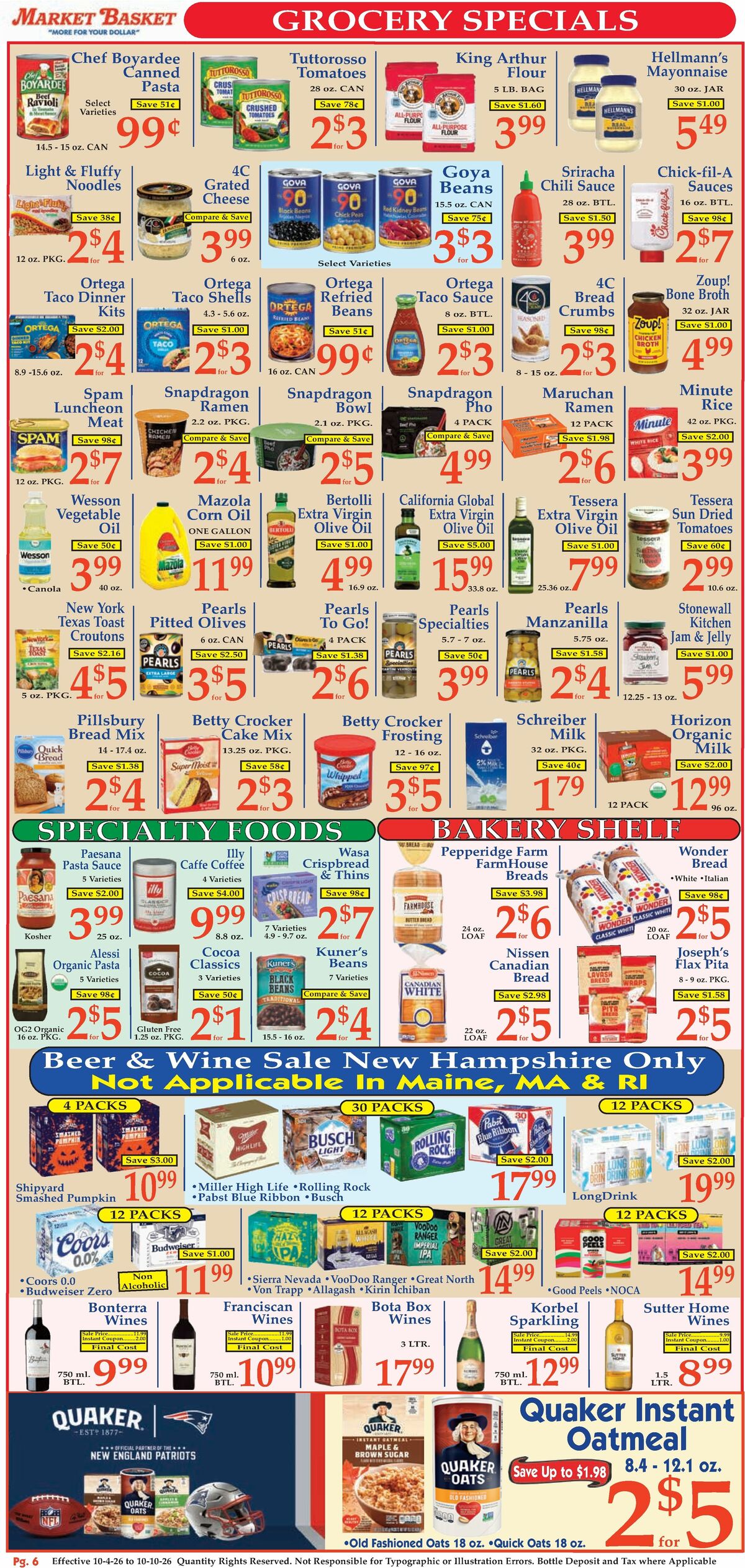Market Basket Weekly Ad from October 4