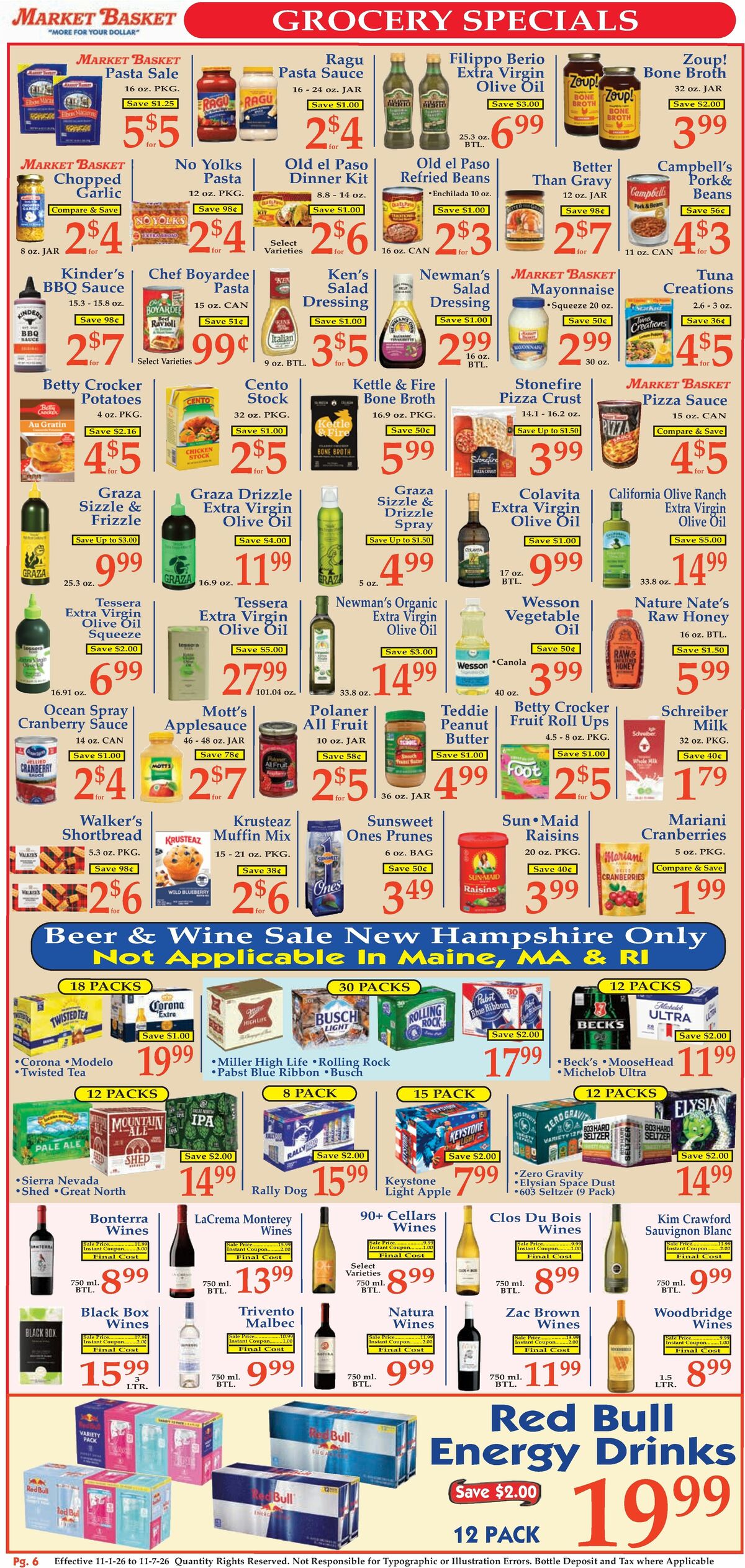 Market Basket Weekly Ad from November 1