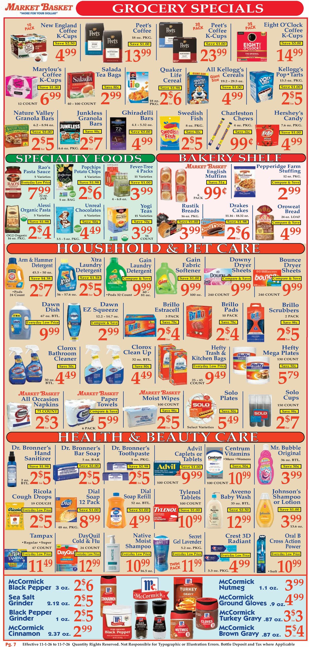 Market Basket Weekly Ad from November 1