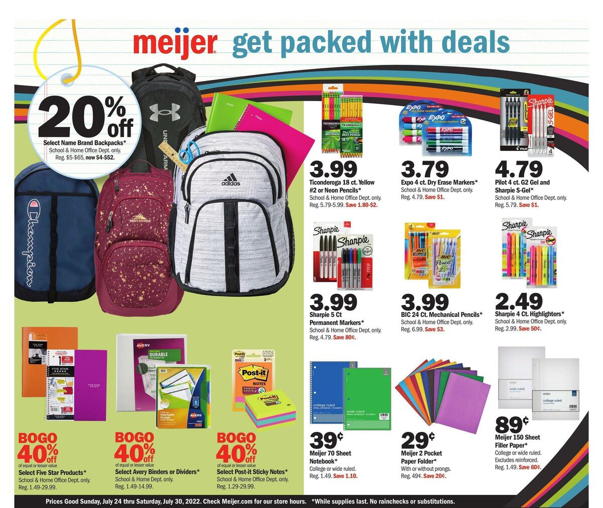 Meijer Back to School Weekly Ad from July 24