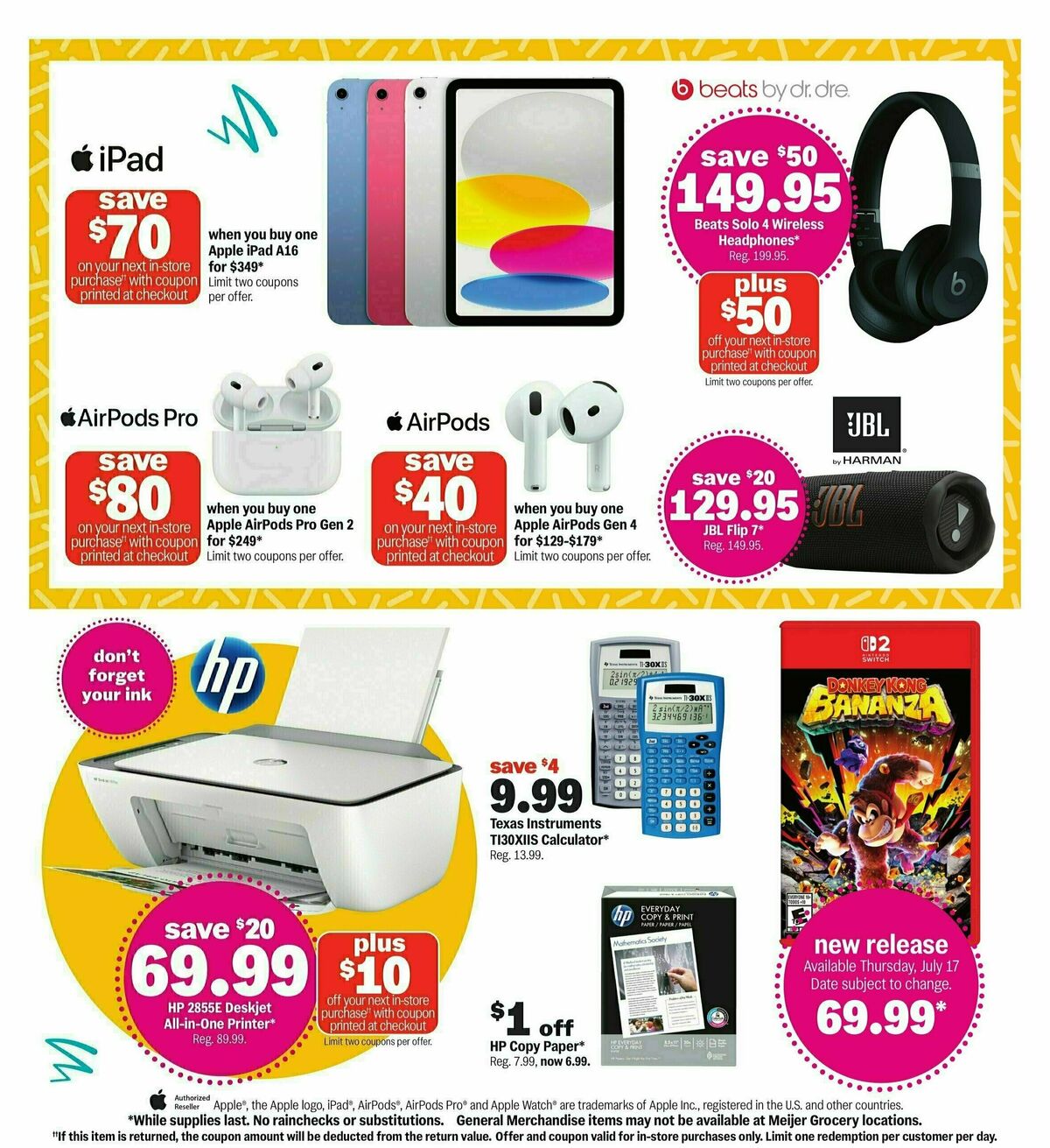Meijer Back-to-school for less Weekly Ad from July 13