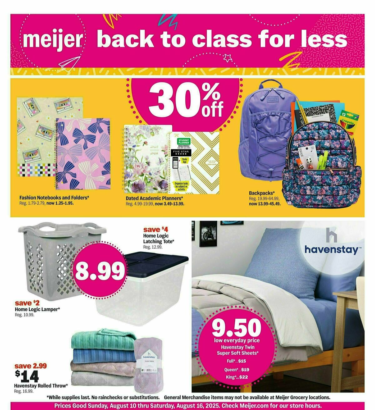 Meijer Back to class for less Weekly Ad from August 10