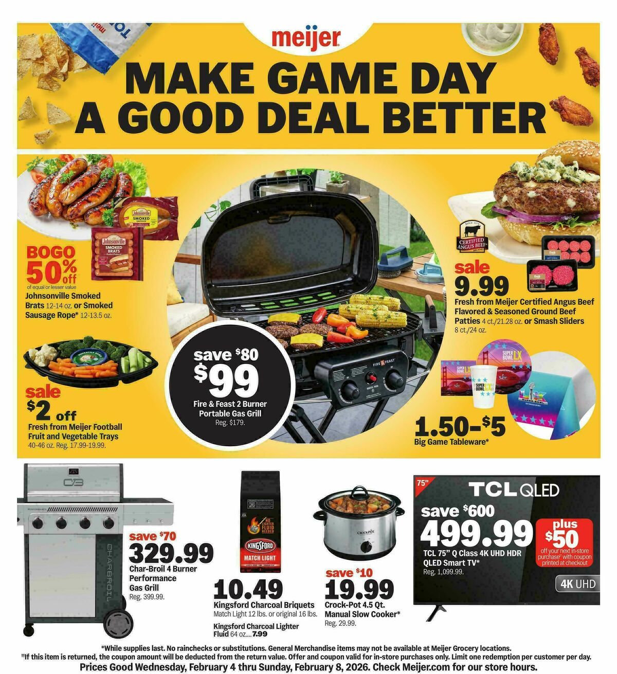 Meijer MAKE GAME DAY A GOOD DEAL BETTER Weekly Ad from February 4