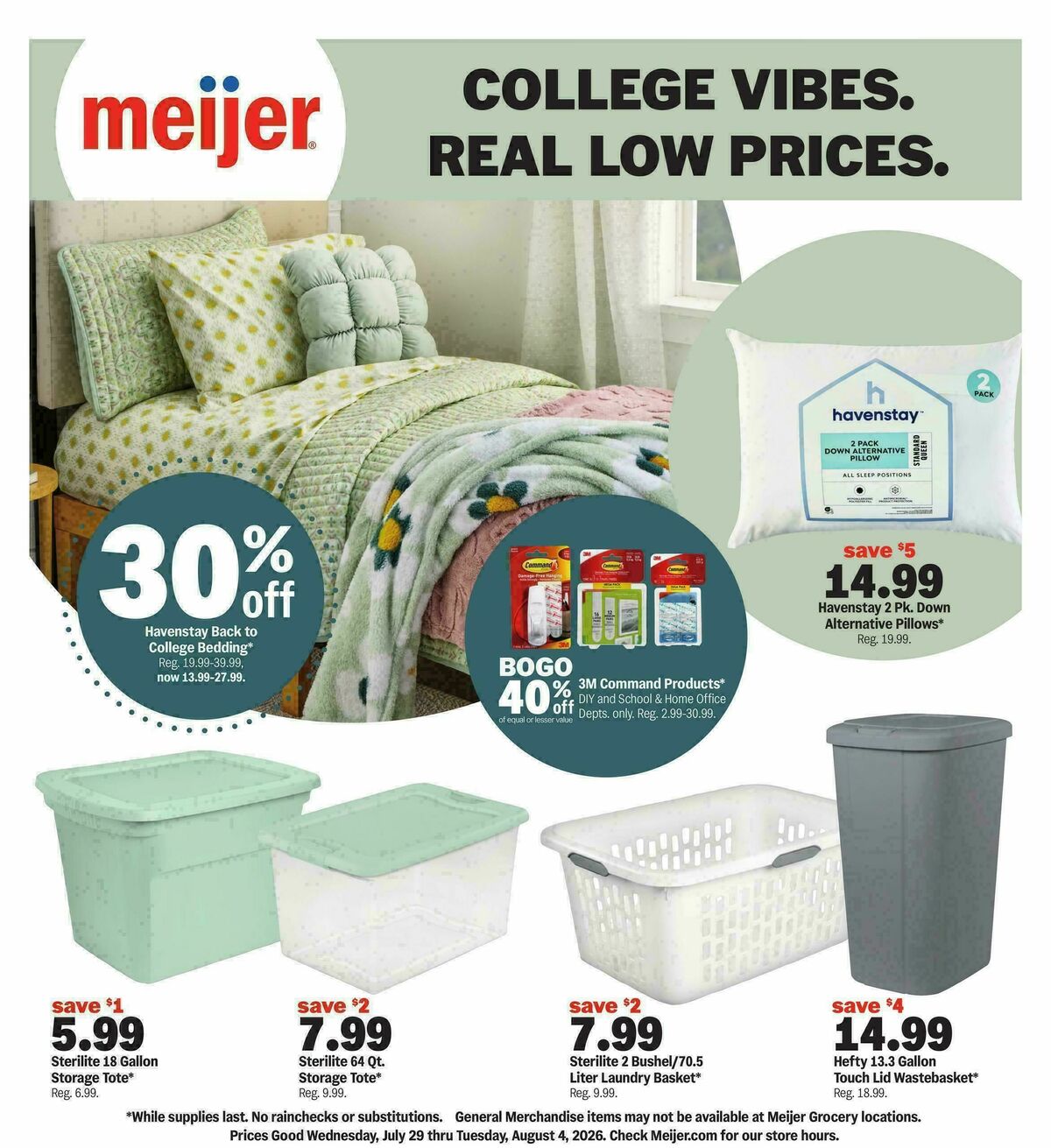 Meijer College vibes. real low prices. Weekly Ad from July 29