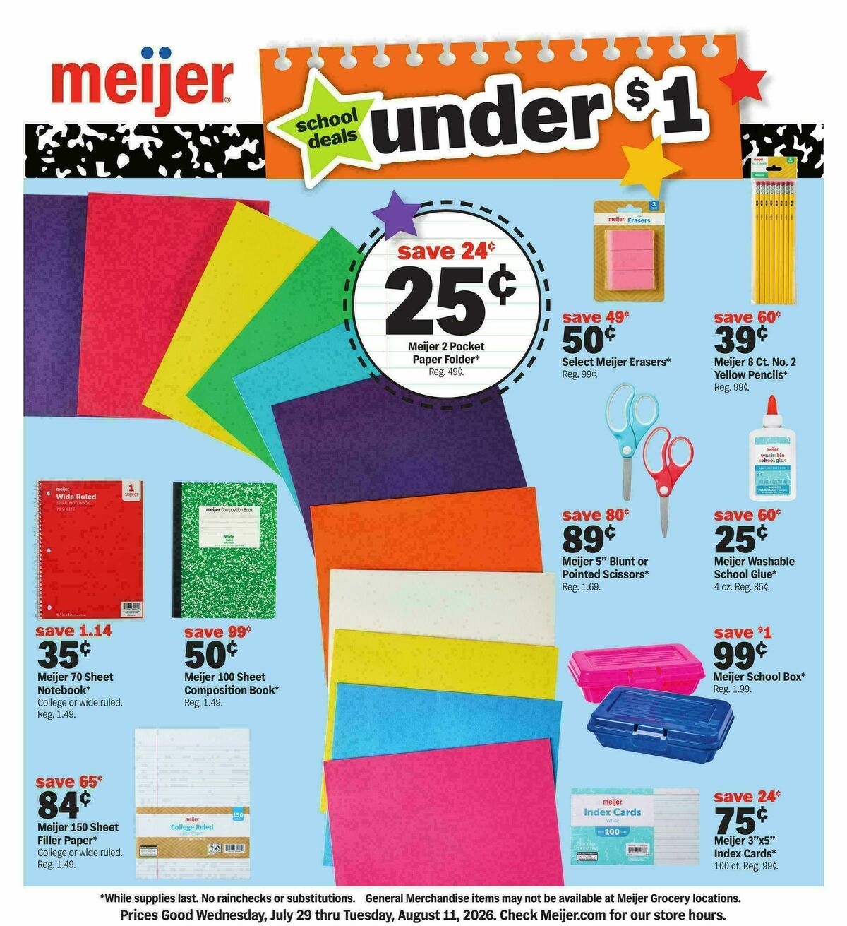 Meijer School deals under $1 Weekly Ad from July 29