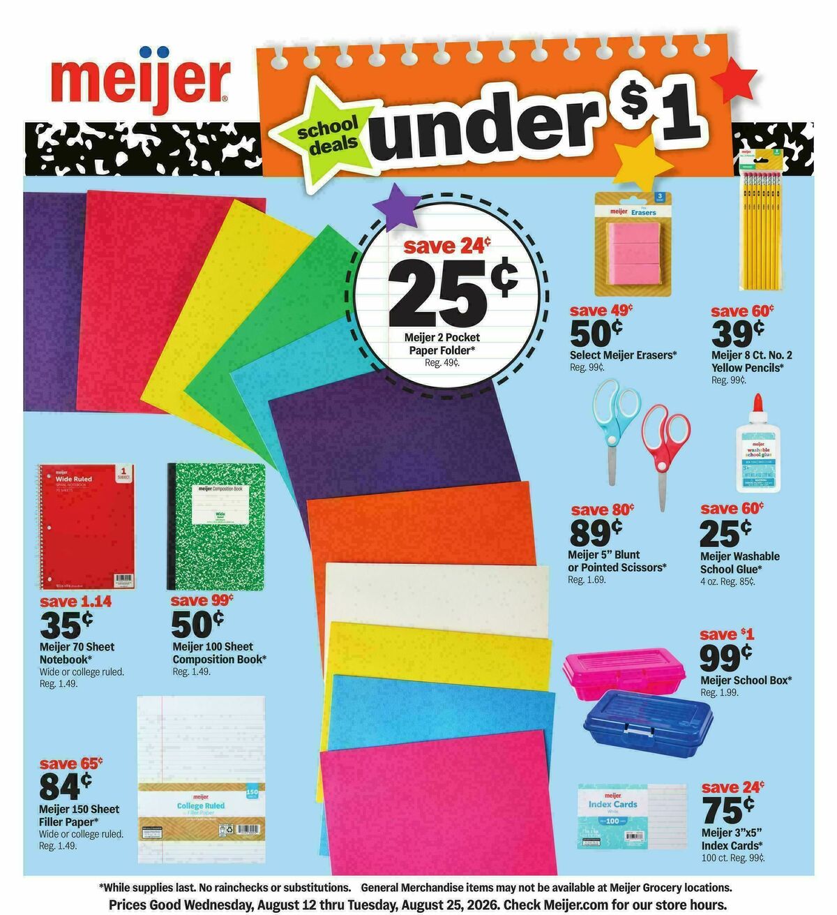 Meijer School deals under $1 Weekly Ad from August 12
