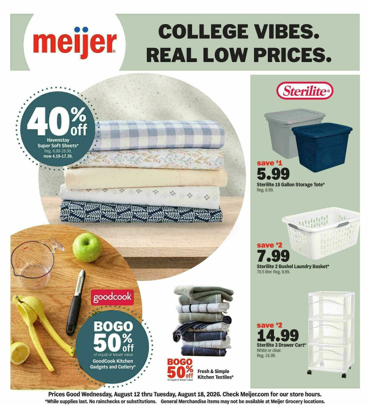 Meijer College vibes. real low prices. Weekly Ad from August 12