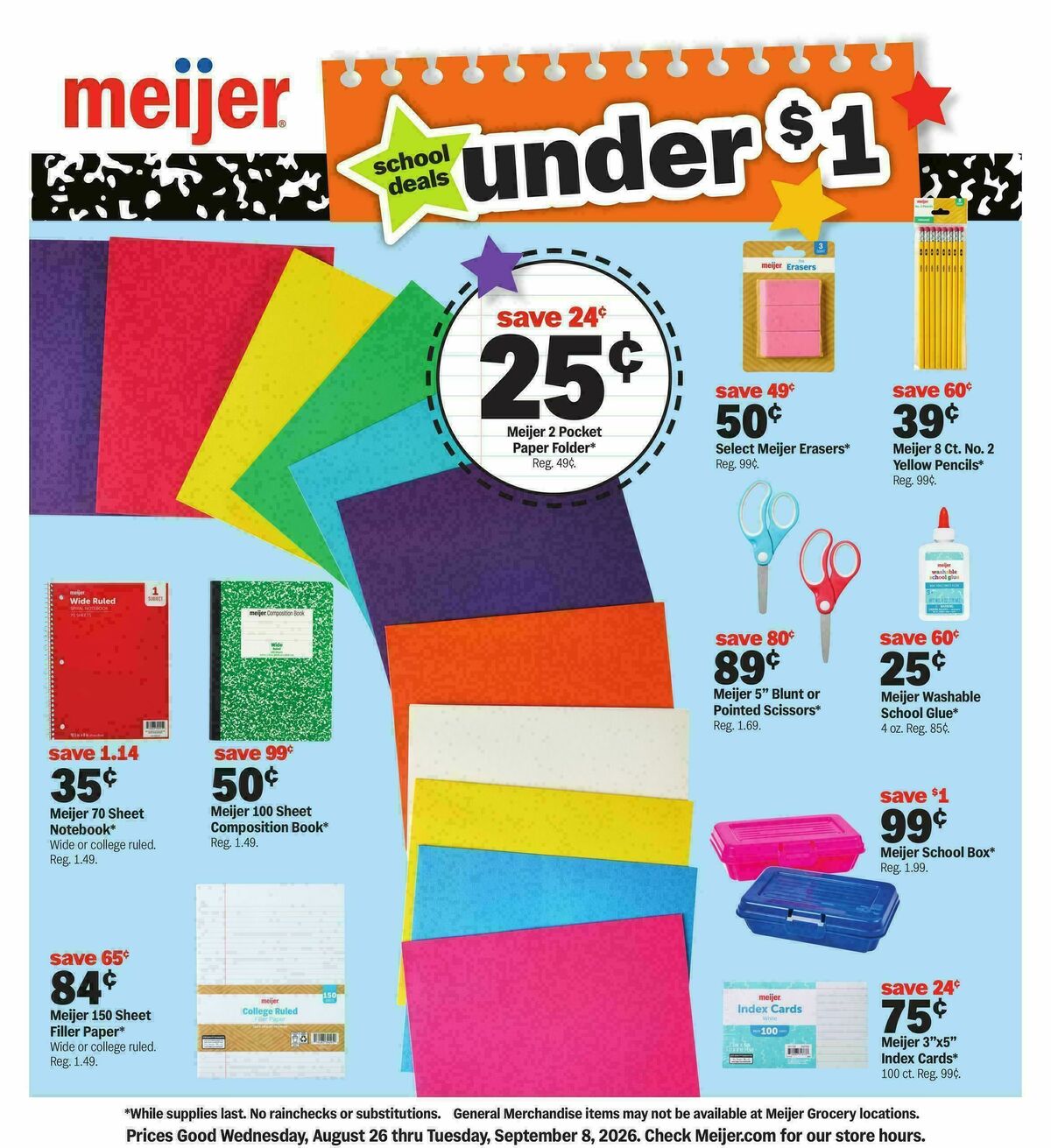 Meijer School deals under $1 Weekly Ad from August 26