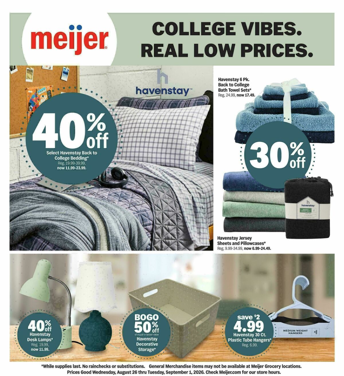 Meijer College vibes. real low prices. Weekly Ad from August 26
