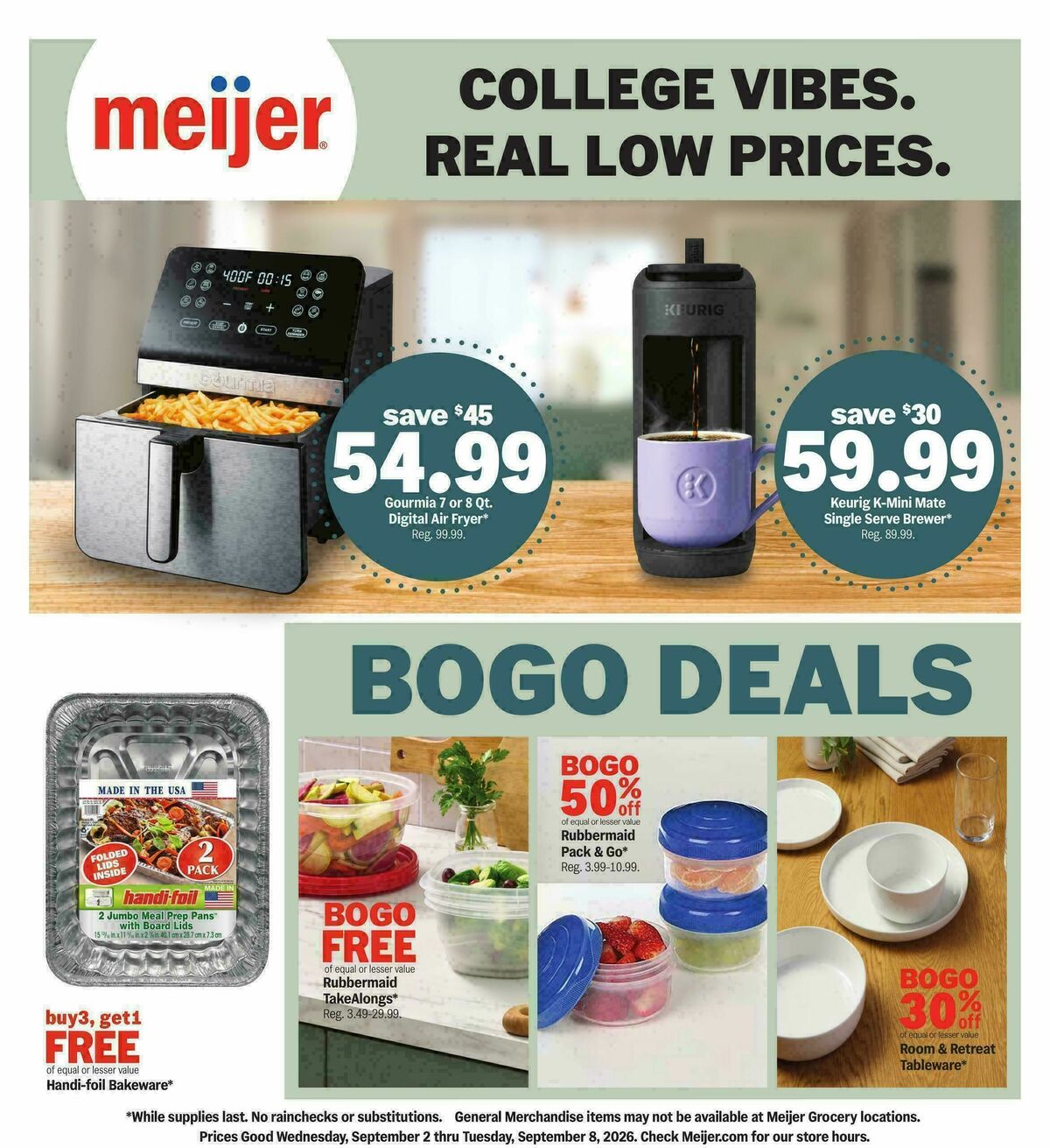 Meijer College vibes. Real low prices. Weekly Ad from September 2